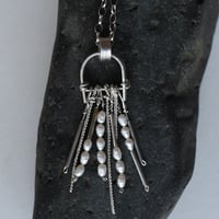 Image 1 of A Waterfall of Pearls Silver Artisan Necklace
