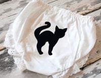 Image 1 of Black Cat Baby Bloomers Ruffled Diaper Cover Kitty