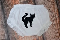 Image 2 of Black Cat Baby Bloomers Ruffled Diaper Cover Kitty