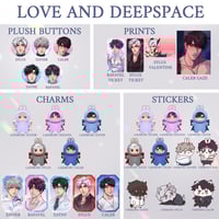 Image 1 of Love and Deepspace (Plush Buttons, Charms, Keychains, Stickers, and Prints)