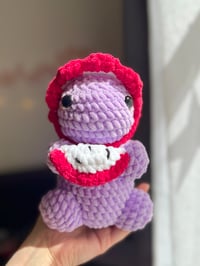 Image 2 of Cute Dinosaur Amigurumi with Dragon Fruit Hat | Crochet Dino Plush | Handmade Soft Toy | Kawaii Dino