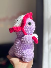Image 3 of Cute Dinosaur Amigurumi with Dragon Fruit Hat | Crochet Dino Plush | Handmade Soft Toy | Kawaii Dino