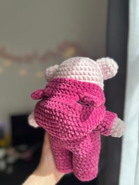 Image 4 of Handmade Crochet Teddy Bear in Cat Onesie | Amigurumi Plush Toy | Cute Gift for Her 