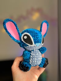 Image 4 of Handmade Stitch Amigurumi Plush Toy – Crochet Blue Alien – Cute Kawaii Disney-Inspired Gift