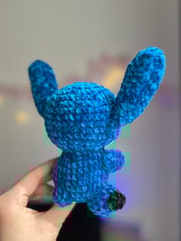 Image 3 of Handmade Stitch Amigurumi Plush Toy – Crochet Blue Alien – Cute Kawaii Disney-Inspired Gift