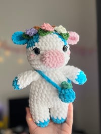 Image 2 of Blueberry Cow Plushie | Soft Amigurumi Crochet Toy | Handmade Stuffed Animal | Kawaii Cow Gift 