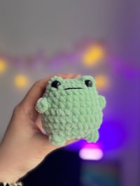 Image 3 of Cheeky Frog Amigurumi – Handmade Crochet Plush Frog – Kawaii Cottagecore Toy, Wholesome Gift 