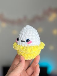 Image 4 of Shy Banana Keychain Amigurumi | Handmade Crochet Fruit Plush | Cute Kawaii Yellow Keyring
