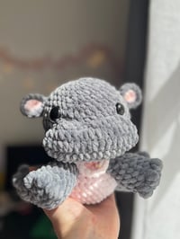Image 2 of Moo Deng Baby Hippo Plush | Handmade Crochet Amigurumi Toy | Viral Internet Trend Gift | Cute Hippo 