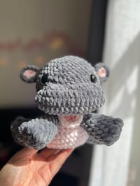 Image 1 of Moo Deng Baby Hippo Plush | Handmade Crochet Amigurumi Toy | Viral Internet Trend Gift | Cute Hippo 