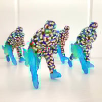 Image 1 of Color Soldier Blue with Cream Peanut Pattern 