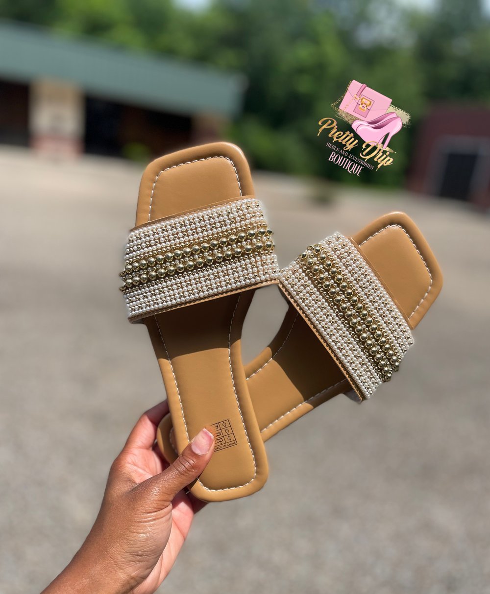 Nude Beaded Sandals