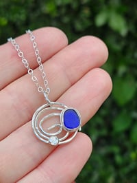 Image 2 of Seaglass Swirl Necklace  - Cobalt Blue 