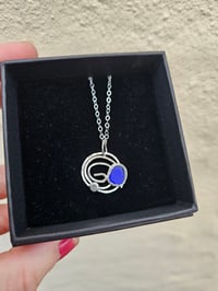 Image 3 of Seaglass Swirl Necklace  - Cobalt Blue 