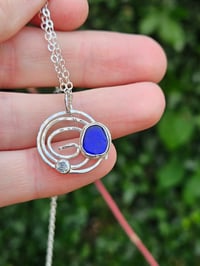 Image 5 of Seaglass Swirl Necklace  - Cobalt Blue 