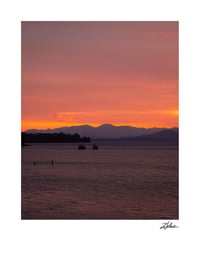 Image 1 of PRINT: LAKE CHAMPLAIN SUNSET - BURLINGTON, VERMONT