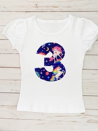 Image 3 of Unicorn and Rainbows Birthday Shirt Girls 80s 90s Party Top
