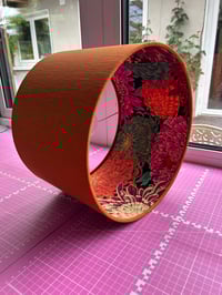 Image of Double Sided Linen Rust Brique Japanese Chrysanthemum Red Shade 30cm