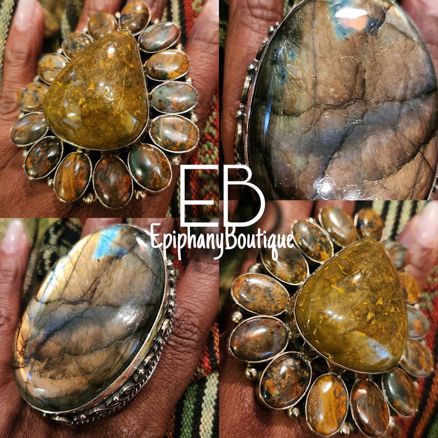 Image of The EB GODDESS RINGS-*Laboradite & Aura Quartz*