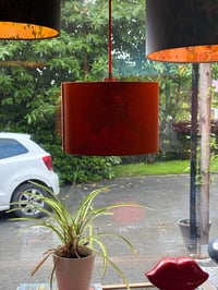 Image of Double Sided Linen Rust Brique Japanese Chrysanthemum Red Shade 30cm