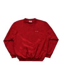 Image 1 of Nylon Pullover Crewneck Red/ Cream Script Embroidery