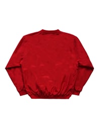 Image 2 of Nylon Pullover Crewneck Red/ Cream Script Embroidery