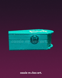 Image 2 of Teal Wooden Coffin
