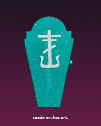 Image 1 of Teal Wooden Coffin
