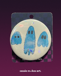 Teal Ghosts Holographic Pinback Button