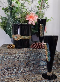 Black Lacquer Seaglass Beverage Decor