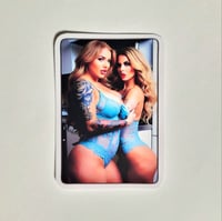 Image 1 of Two Blonde Beauties In Blue Lingerie Matte Vinyl Sticker