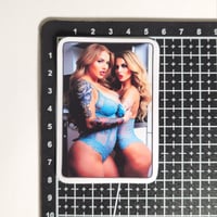 Image 2 of Two Blonde Beauties In Blue Lingerie Matte Vinyl Sticker
