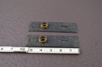 Image 2 of Victorian Brass Escutcheon Plates, 1890's Antique Door Hardware, #899