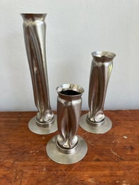 Image 2 of Thomas Roy Markusen Brutalist Nickel Plated Vases, Set of 3, 1970s