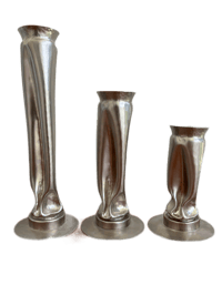 Image 1 of Thomas Roy Markusen Brutalist Nickel Plated Vases, Set of 3, 1970s