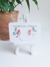 Coral Marble Oval Studs 