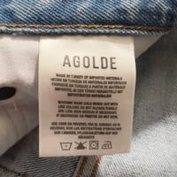 Image 5 of AGOLDE Shorts ,Riley Button fly, light wash , high rise,  distressed 100 %  organic cotton SZ 26