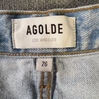 Image 7 of AGOLDE Shorts ,Riley Button fly, light wash , high rise,  distressed 100 %  organic cotton SZ 26