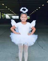 Image 1 of Angel Tutu Leotard Girl’s White Tutu Angel with Wings and Halo Headband Kids Costume 
