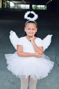 Image 2 of Angel Tutu Leotard Girl’s White Tutu Angel with Wings and Halo Headband Kids Costume 