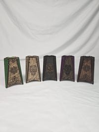 Image 1 of Handmade Celtic | Wicked Tealight Candle Holders | Rustic Wood Decor with Engraved Designs