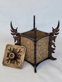 Image 2 of Mystic Flames Pencil Holder - Handcrafted Wood Desk Organizer - Fantasy Office Decor