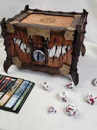 Image 2 of Handcrafted Mimic Chest – DnD &amp; MTG Deck Box – Custom Dice Holder