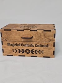 Image 1 of Small Wooden Box with Lid - Mystic Symbol Engraved Wooden Box