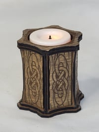 Image 4 of Celtic Inspired Wooden Tea Light Holders - Enchanting Home Decor