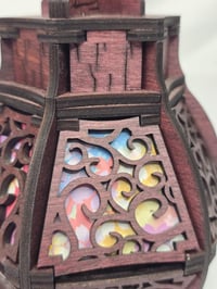 Image 4 of Handcrafted Wooden Lantern | Tea Light Holder | Origami Paper Diffusion