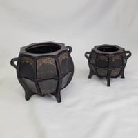 Image 1 of Handmade Wood Halloween Witch Cauldron | Halloween Decor for Candy | Witch Decor