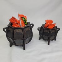 Image 2 of Handmade Wood Halloween Witch Cauldron | Halloween Decor for Candy | Witch Decor