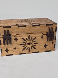 Image 4 of Small Wooden Box with Lid - Mystic Symbol Engraved Wooden Box