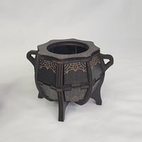 Image 4 of Handmade Wood Halloween Witch Cauldron | Halloween Decor for Candy | Witch Decor